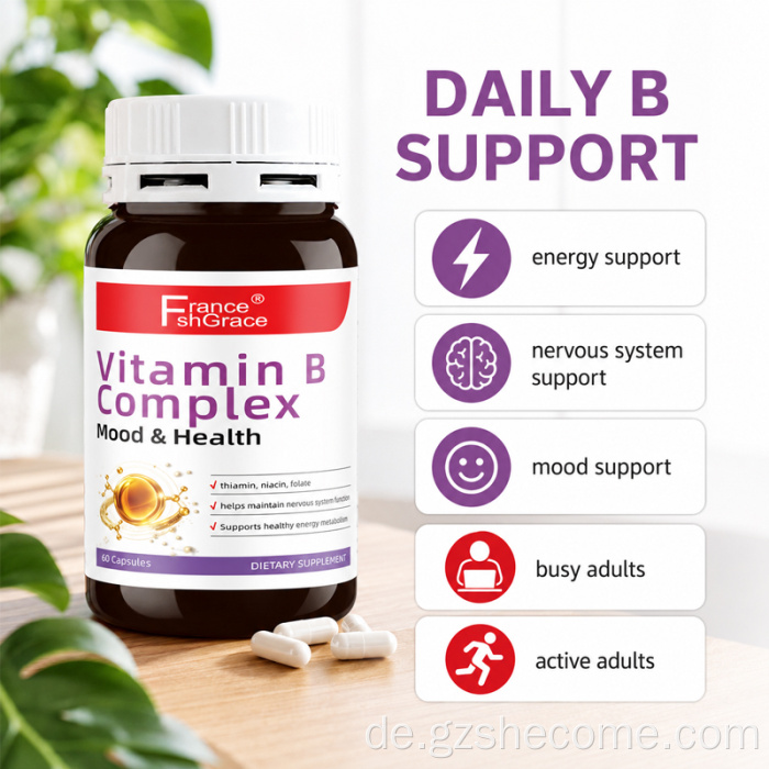 Shecome Vitamin-B-Komplex-Kapseln unterstützen die Stimmung und Gesundheit